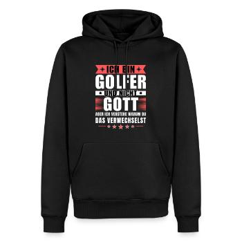 Ich bin Golfer und nicht Gott - Männer Premium Bio Hoodie - Schwarz - Vorne - Nico (187cm)