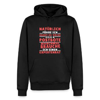 Ich führe Selbstgespräche - Postbote Edition - Männer Premium Bio Hoodie - Schwarz - Vorne - Nico (187cm)