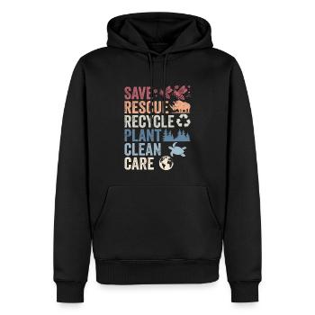 Speichern Retten Recyceln Anlage Saubere Pflege | Tag der Erde - Männer Premium Bio Hoodie - Schwarz - Vorne - Nico (187cm)