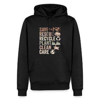 Speichern Retten Recyceln Anlage Saubere Pflege | Tag der Erde - Männer Premium Bio Hoodie - Schwarz - Vorne - Nico (187cm)