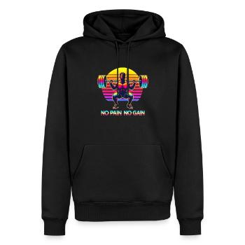 No Pain, No Gain - Fitness Edition - Männer Premium Bio Hoodie - Schwarz - Vorne - Nico (187cm)