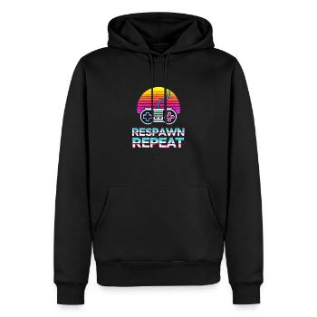 Respawn. Repeat. 🎮🔄 - Men’s Premium Organic Hoodie - black - Front - Nico (187cm)