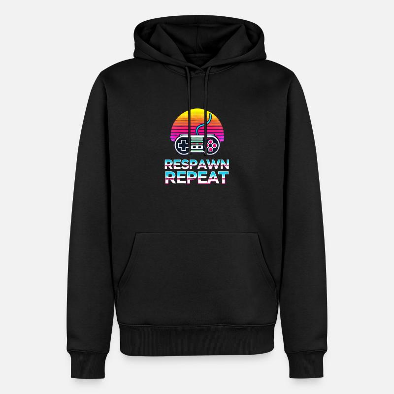 Respawn. Repeat. 🎮🔄 - Männer Premium Bio Hoodie - Schwarz