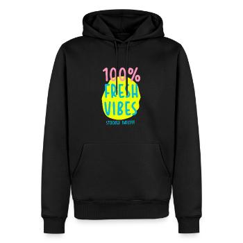 100% Fresh Vibes Stocké tous les jours style des années 90 - Sweat à capuche Premium bio Homme - noir - Devant - Nico (187cm)