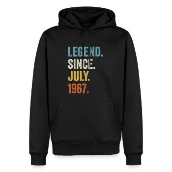 Légende depuis juillet 1967 55e anniversaire - Sweat à capuche Premium bio Homme - noir - Devant - Nico (187cm)