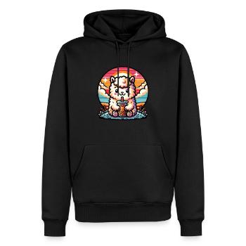 Bubble Tea Alpaga Boba Tea Kawaii Cadeau - Sweat à capuche Premium bio Homme - noir - Devant - Nico (187cm)