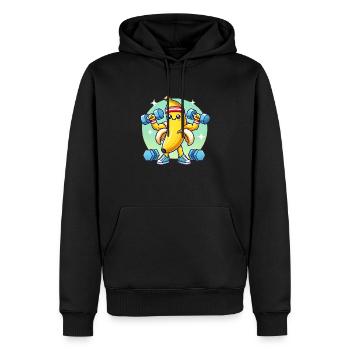 Strong Banana – Gains with Flavor! - Men’s Premium Organic Hoodie - black - Front - Nico (187cm)