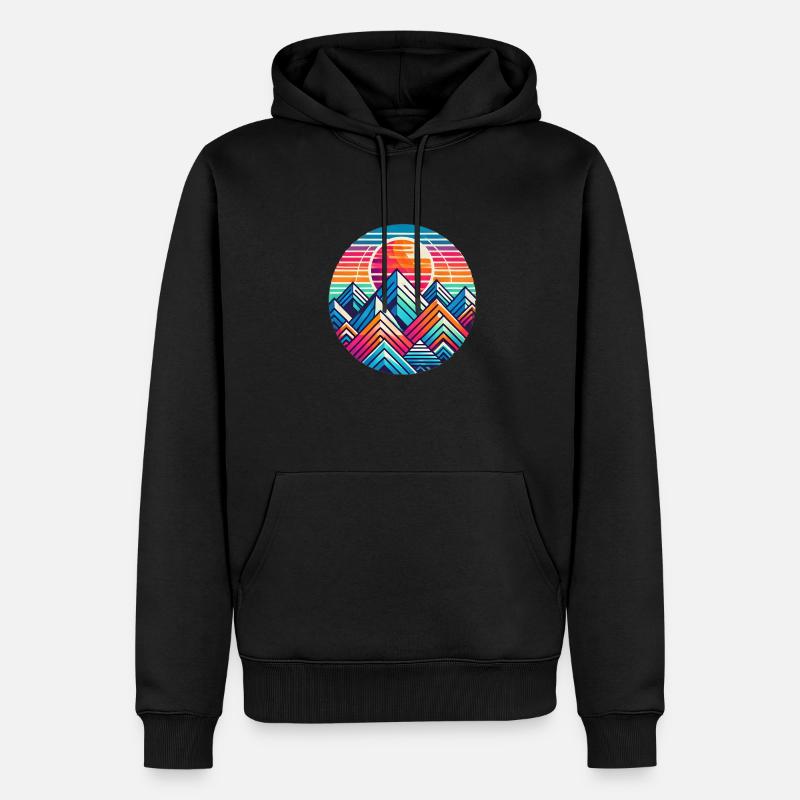 Farbenfrohe Berglandschaft - Männer Premium Bio Hoodie - Schwarz
