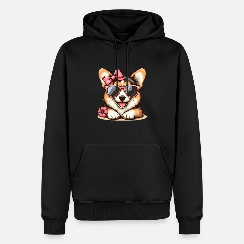 Fille Corgi - Sweat à capuche Premium bio Homme - noir