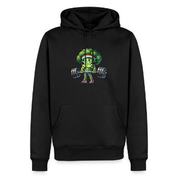 Broccoli Gains 🥦💪 - Fitness Edition - Men’s Premium Organic Hoodie - black - Front - Nico (187cm)