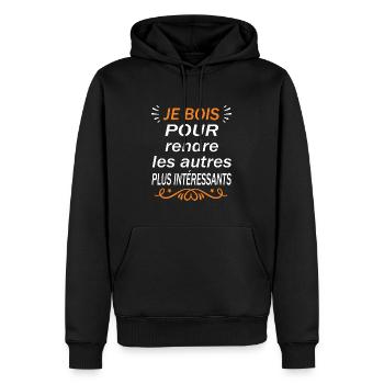 Je bois pour rendre les autres plus intéressants - Sweat à capuche Premium bio Homme - noir - Devant - Nico (187cm)