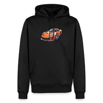Flammender Sportwagen - Männer Premium Bio Hoodie - Schwarz - Vorne - Nico (187cm)