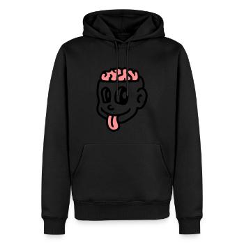 Crazy boy - cerveau - Sweat à capuche Premium bio Homme - noir - Devant - Nico (187cm)
