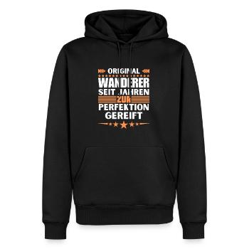 Zur Perfektion gereifter Wanderer - Männer Premium Bio Hoodie - Schwarz - Vorne - Nico (187cm)