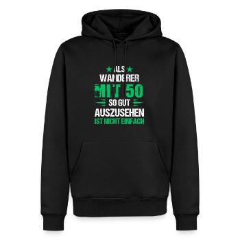 Mit 50 gut aussehender Wanderer - Männer Premium Bio Hoodie - Schwarz - Vorne - Nico (187cm)