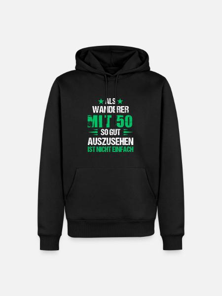At 50 handsome hiker - Men’s Premium Organic Hoodie - black