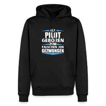 Pilot im falschen Job gelandet - Männer Premium Bio Hoodie - Schwarz - Vorne - Nico (187cm)