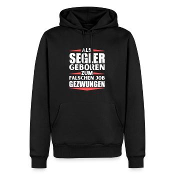 Segler im falschen Job gelandet - Männer Premium Bio Hoodie - Schwarz - Vorne - Nico (187cm)