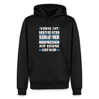Don't talk to a stressed conductor! - Men’s Premium Organic Hoodie - black - Front - Nico (187cm)