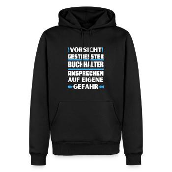 Don't talk to a stressed accountant! - Men’s Premium Organic Hoodie - black - Front - Nico (187cm)