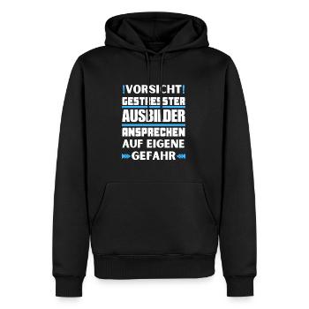 Gestresster Ausbilder nicht ansprechen! - Männer Premium Bio Hoodie - Schwarz - Vorne - Nico (187cm)