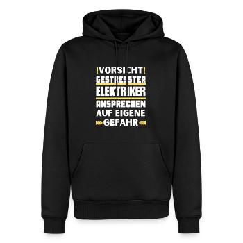 Don't talk to a stressed electrician! - Men’s Premium Organic Hoodie - black - Front - Nico (187cm)
