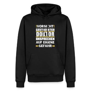 Don't talk to stressed doctor! - Men’s Premium Organic Hoodie - black - Front - Nico (187cm)