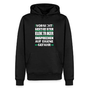 Gestresster Elektriker nicht ansprechen! - Männer Premium Bio Hoodie - Schwarz - Vorne - Nico (187cm)