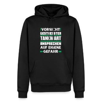 Ne parlez pas à un pompiste stressé ! - Sweat à capuche Premium bio Homme - noir - Devant - Nico (187cm)