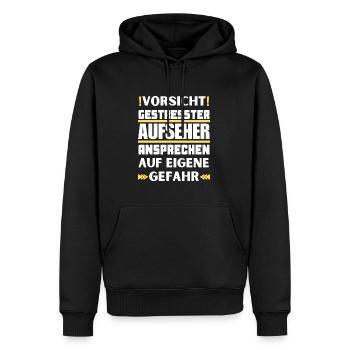 Gestresster Aufseher nicht ansprechen! - Männer Premium Bio Hoodie - Schwarz - Vorne - Nico (187cm)