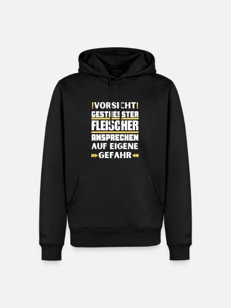 Gestresster Fleischer nicht ansprechen! - Männer Premium Bio Hoodie - Schwarz