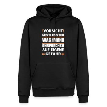 Don't talk to stressed security guard! - Men’s Premium Organic Hoodie - black - Front - Nico (187cm)