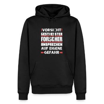 Don't talk to stressed researcher! - Men’s Premium Organic Hoodie - black - Front - Nico (187cm)