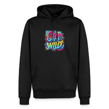 Stay Wild – Colourful Freedom - Men’s Premium Organic Hoodie - black - Front - Nico (187cm)