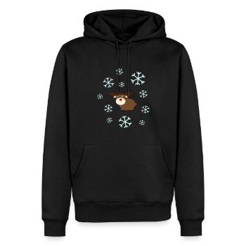Rentier im Schnee Elche Schneeflocke Weihnachten - Männer Premium Bio Hoodie - Schwarz - Vorne - Nico (187cm)