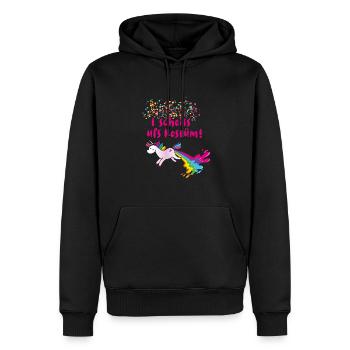 einhorn, scheissen,kostüm,karneval,konfetti - Männer Premium Bio Hoodie - Schwarz - Vorne - Nico (187cm)