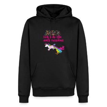 Ich scheisse aufs kostüm,einhorn,karneval - Männer Premium Bio Hoodie - Schwarz - Vorne - Nico (187cm)