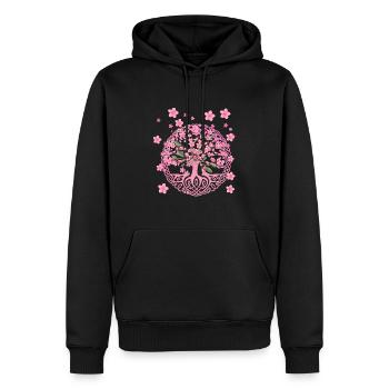 Tree of Life,Tree of Life,Sakura,Cherry Blossom - Men’s Premium Organic Hoodie - black - Front - Nico (187cm)