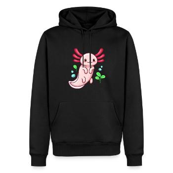 Weißer Albino Axolotl Design für Axolotl-Liebhaber - Männer Premium Bio Hoodie - Schwarz - Vorne - Nico (187cm)