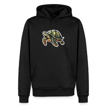Tortue de mer vivante - Sweat à capuche Premium bio Homme - noir - Devant - Nico (187cm)