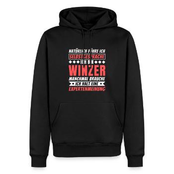 Ich führe Selbstgespräche - Winzer Edition - Männer Premium Bio Hoodie - Schwarz - Vorne - Nico (187cm)