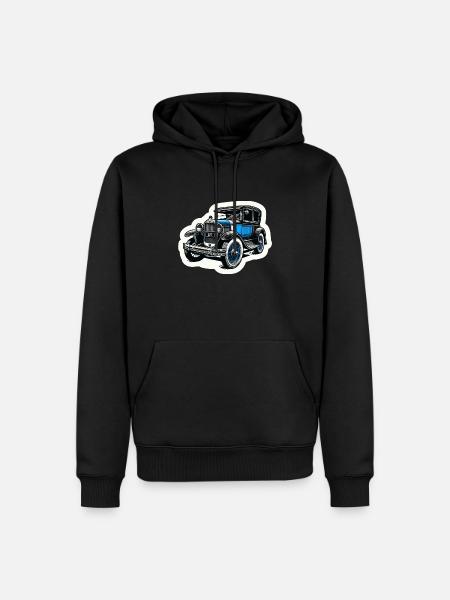 Alter blauer Oldtimer - Männer Premium Bio Hoodie - Schwarz