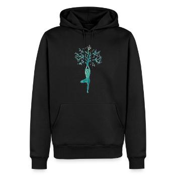 Yoga - Sweat à capuche Premium bio Homme - noir - Devant - Nico (187cm)