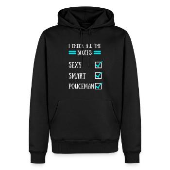 Policier - Sweat à capuche Premium bio Homme - noir - Devant - Nico (187cm)