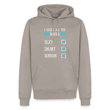 Serbien serbin sexy smart herkunft frau heimat - Männer Premium Bio Hoodie - Taupe - Vorne - Nico (187cm)
