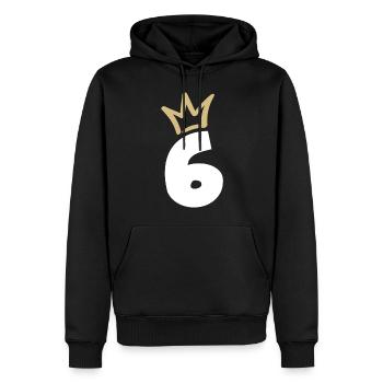 NUMÉRO SIX 6 Couronne - Sweat à capuche Premium bio Homme - noir - Devant - Nico (187cm)