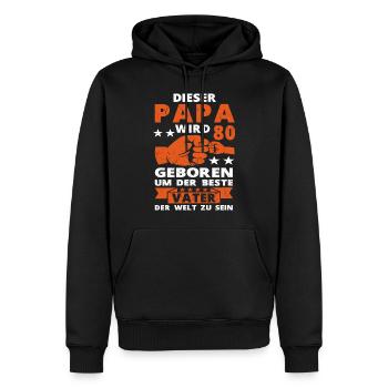Papa 80 Geburtstag Vater 80 Jahre Spruch - Männer Premium Bio Hoodie - Schwarz - Vorne - Nico (187cm)