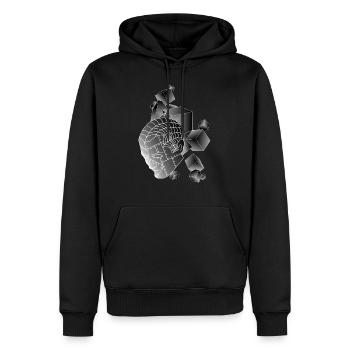 Robot avec cube gris foncé - Sweat à capuche Premium bio Homme - noir - Devant - Nico (187cm)