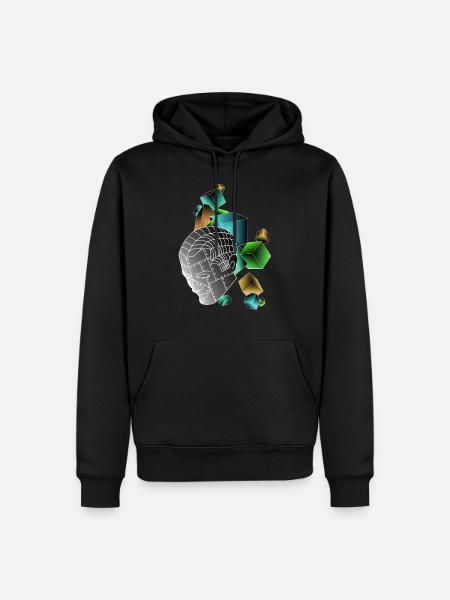 Roboter mit Würfeln bunt - Männer Premium Bio Hoodie - Schwarz