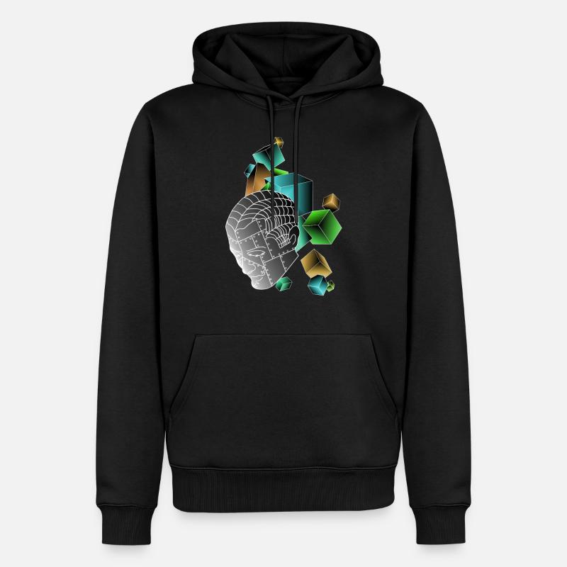 Roboter mit Würfeln bunt - Männer Premium Bio Hoodie - Schwarz